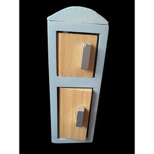 Wooden Dollhouse Miniature Kitchen Cabinet Blue Refrigerator 5 Inch